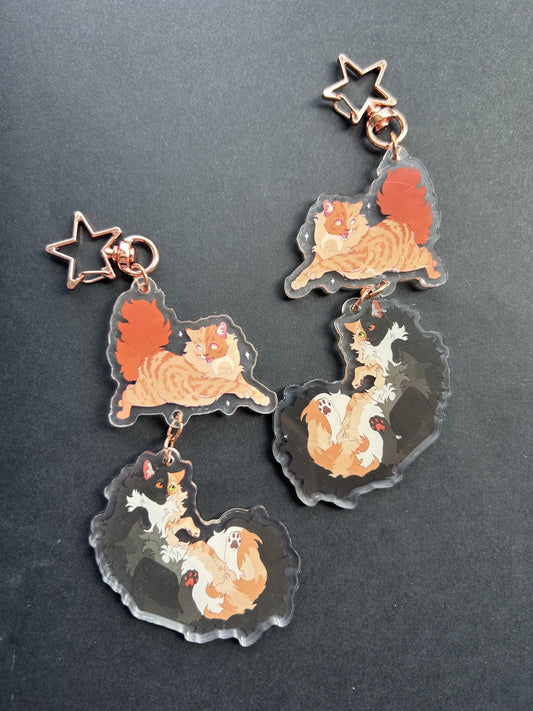 Moonpaw and Morningkit Connector Keychain