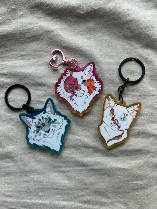 Warrior Kitties Shaker Glitter Keychain